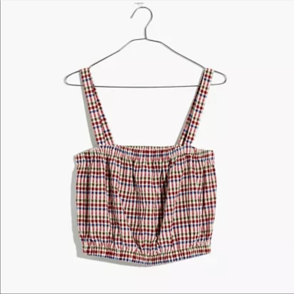 Madewell Crop Tank Top in Rainbow Gingham NWOT XS